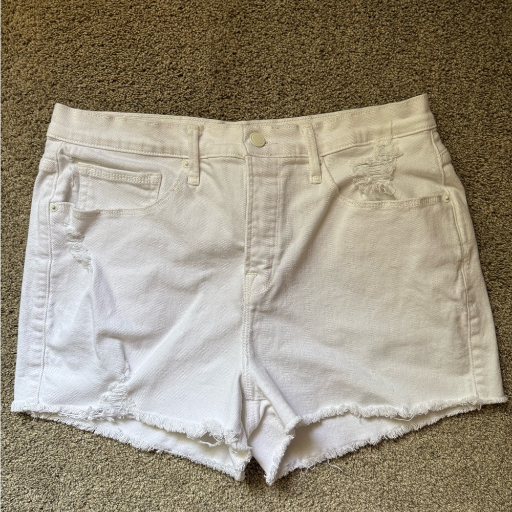 Good American White Distressed Jean Shorts - size 8/29